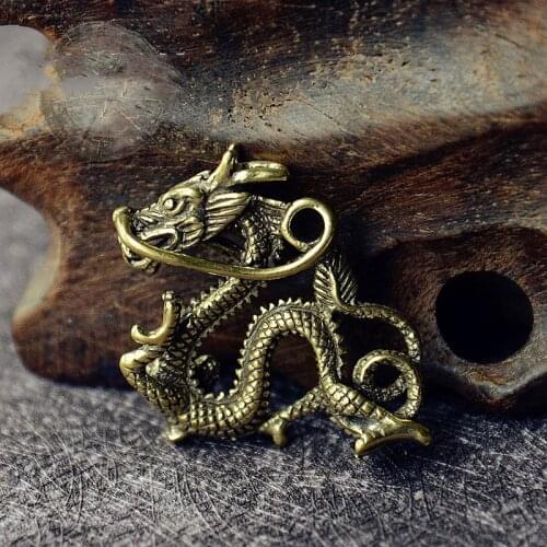 1pcs Retro Brass Dragon Pendants Animals Pendant Necklace Jewelry Leather Craft Bag Purse Leather Belt Decoration Parts