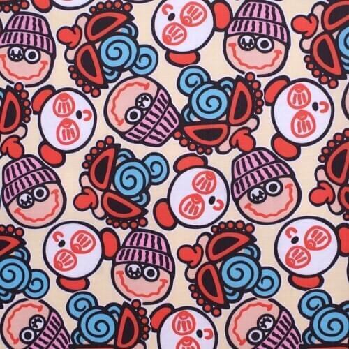 1 yard Polyester/PVC coated Waterproof Fabric for bag,- Cartoon and Bear on Yellow background (width=140cm)