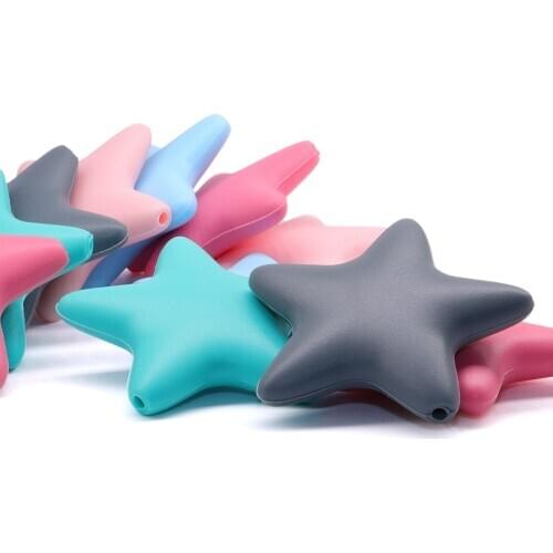 2Pcs Star Shpae Silicone Teether Teething For Babies Toys Made For BPA Free Food Grade Silicone Teether Teething Beads