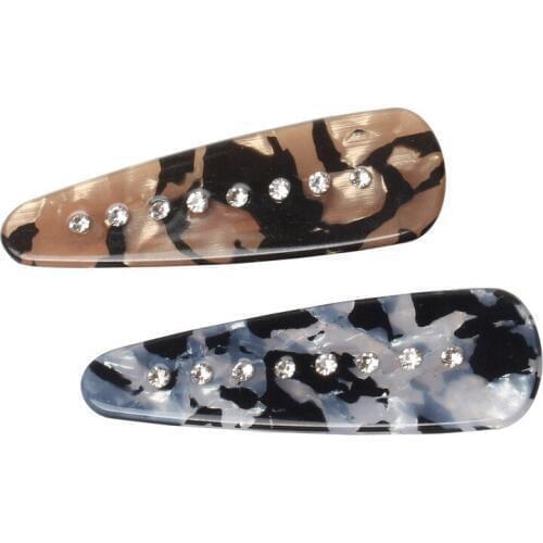 2pcs Vintage Hair Clip For Women Marble Textured Geometric Water Drop Duckbill Reinstone Acrylic hairpins Hair Accessories