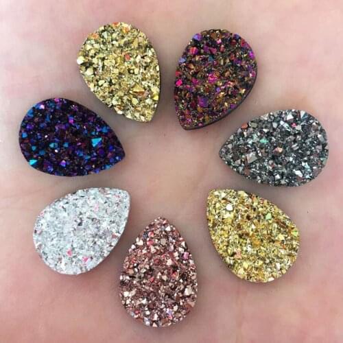 200pcs 13*18mm Shiny AB Resin Drop Irregular Surface Ore Crystal Flatback Rhinestone Ornaments DIY Wedding Appliques Craft W46*5