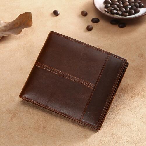 A+ Vintage Wax Leather Money Clip Bag RFID Anti-Theft Retro Short Wallet Men Women Holders Casual Organ Bags 2019 Fold Purse
