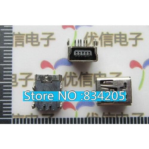 Free shipping 100pcs/lot miniUSB socket connector 5P female 90 degrees needle