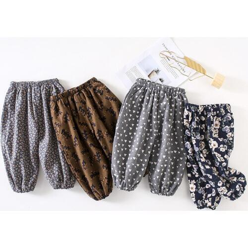 Winter Trousers Girls 2018 Autumn Children Plus Velvet Pants Thicken Warm Long Trousers for Kids Baby Lantern Toddler Boy Pants