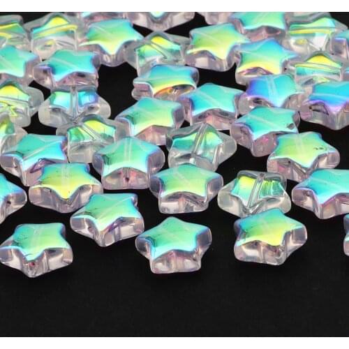 50pcs Colorful AB Star Glass Beads 8/11mm Loose Spacer Beads For Jewelry Making Handmade Diy Necklace Bracelet Accessories