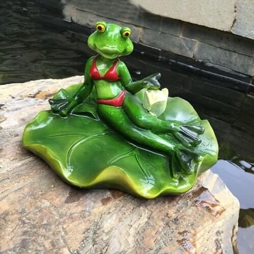 Home Garden Decoration Animal Figurines Fish Pond Waterscape Decor Floating Frog Figurine Creativity Bionics Ornaments Statue
