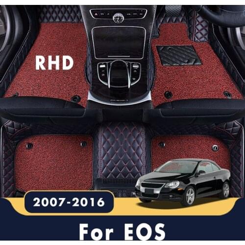 RHD Double Layer Wire Loop Car Floor Mats Carpets For EOS 2016 2015 2014 2013 2012 2011 2010 2009 2008 2007 For Volkswagen vw