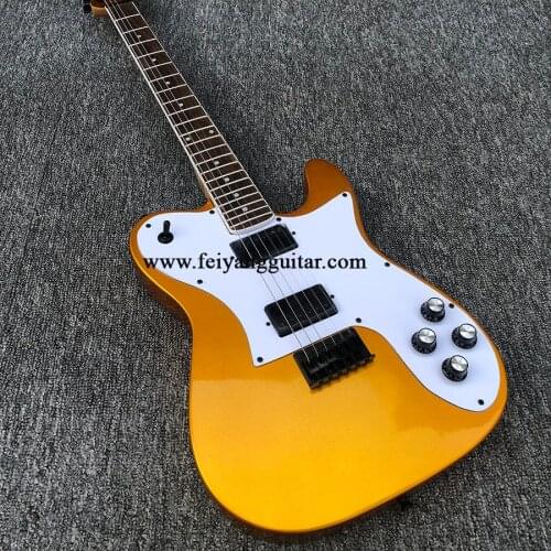 Factory direct custom 6-string electric guitar, gold paint, peach blossom core body, back string, custom electric guitar, postag