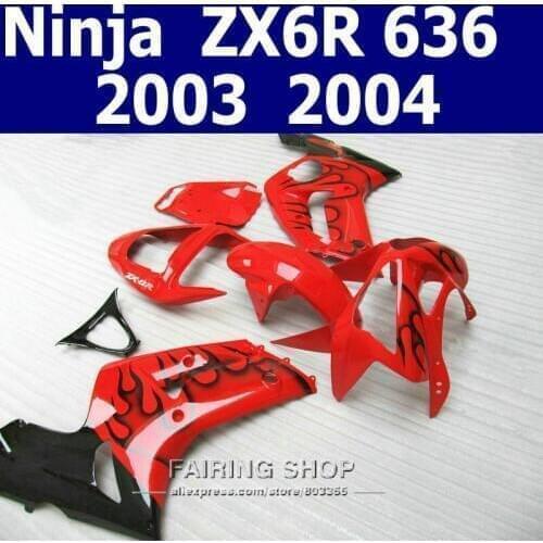 Red zx6r 03 04 2003 2004 Fairing kit For Kawasaki Ninja 100%fit Fairings ( EMS free ) k05