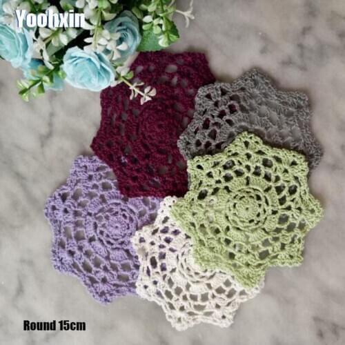 New Handmade Lace Round cotton table place mat dish pad Cloth crochet placemat cup mug dining tea coffee coaster doily kitchen