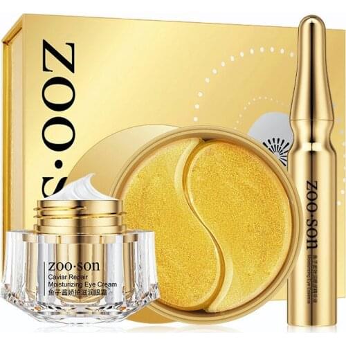 Collagen Patch Eye Care Mask Eyes Cream Serum Essence Skincare Set Caviar Hyaluronic Acid Anti-Wrinkle Remove Dark Circles 3PCS