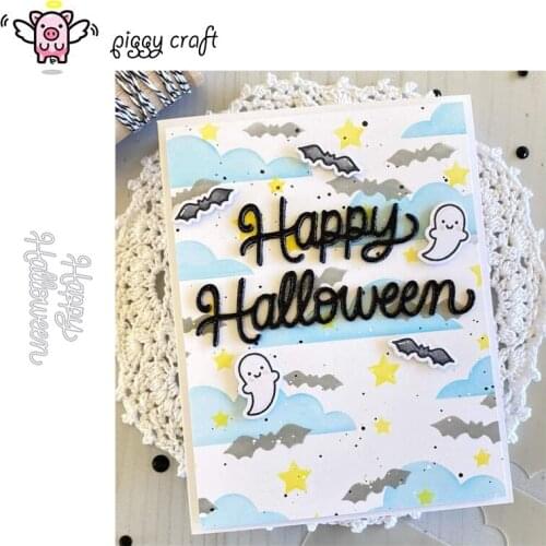 Piggy Craft metal cutting dies cut die mold Happy Halloween letters Scrapbook paper craft knife mould blade punch stencils