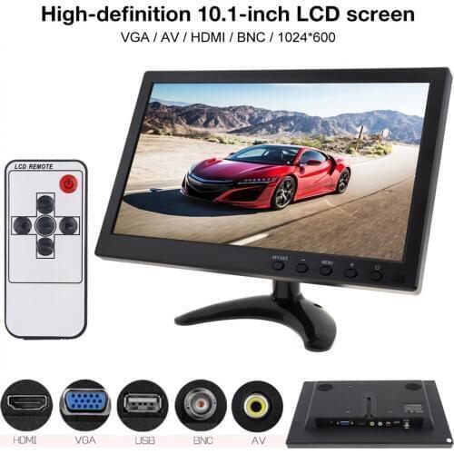 10.1 Inch IPS TFT LCD Monitor Mini TV Computer 2 Channel Video Input Security Monitor with Speaker AV BNC VGA