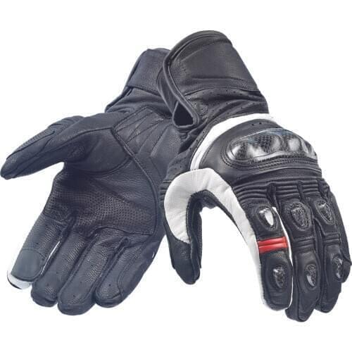 Black Genuine Leather Motorcycle Carbon Fiber Gloves Riding Motobike Racing Cycling Moto Gloves Racing Cross Bike Short