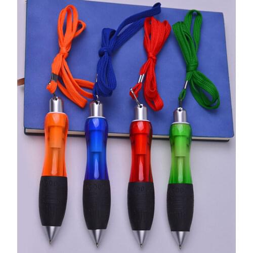 4Pcs/Set 1.0mm Ballpoint Pen With Lanyard Blue Ink Ball Pen Advertising Exhibition Signature Pen Office School Writing Handle