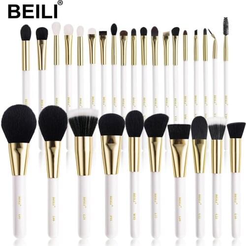 BEILI Pro Gold White make up brushes set Powder Foundation Natural XGF Goat hair eye Blending blush gold pro cosmetic brush set