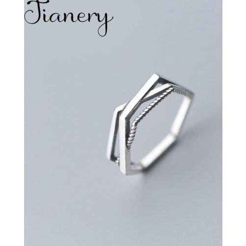 Charming Boho Korean Open Hexagon Rings for Women Wedding Ring Jewelry Valentines Day GIFT