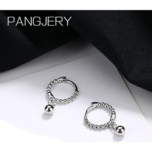 Pangjery Prevent Allergy 925 Sterling Silver Hoop Earrings for Women Charming Exquisite Tandem Small Ball Party Jewelry Gifts