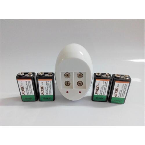 SHSEJA 9V 6F22 2000mAh NI-MH Rechargeable Battery + 9V High Current Smart Charger Free Shipping