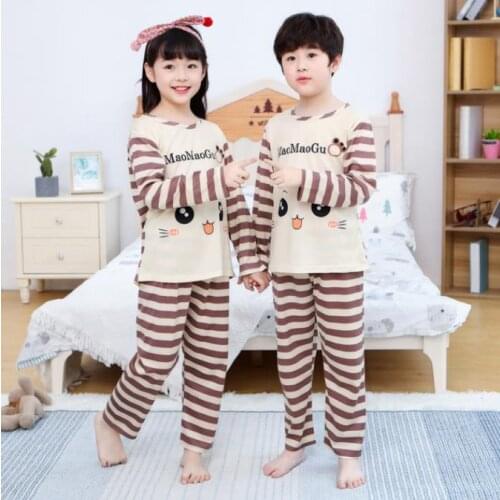 Cartoon Kids Pajamas Sets 2020 Cotton Child Girls Nightwear Long Sleeve Tops+Pants 2pcs Boys Sleepwear Suit Children Clothing