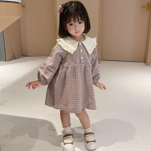 Girls Dress Spring Autumn Plaid casual Clothes Teenager Cotton Dresses Kids Girl Princess Wear Children Clothing Long Sleeve