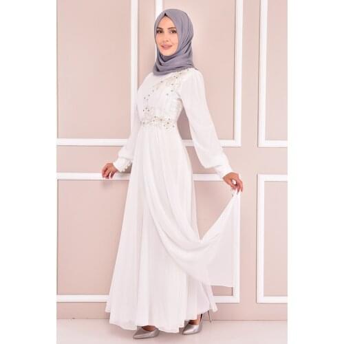 İnci Detay Abiye Beyaz KBR10009