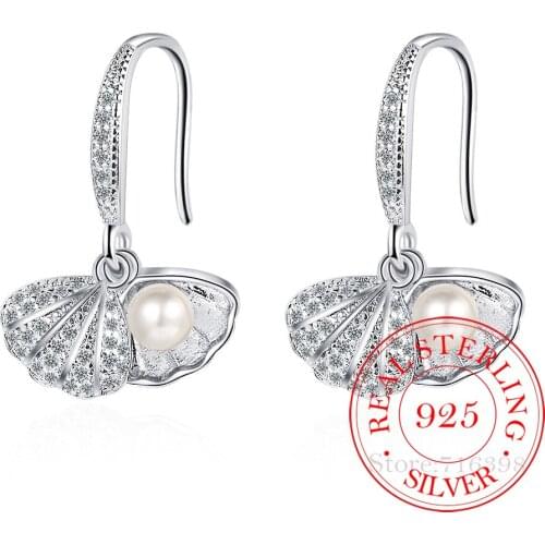 SALES Fine Jewelry 925 Silver New Crystal Temperament pearl Anti Allergy Earring Korean Drop Dangle Sweet Earrings for Women