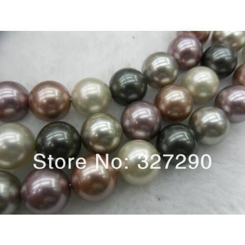 Mixed Color 8mm Shell Strand Loose Beads 16'' Fashion Women Jewelry Making Materials 5Strand/lot Free shipping