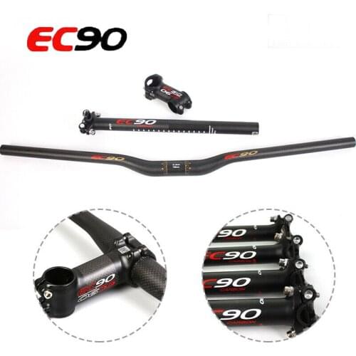 EC90 31.8mm Carbon HandleBar Mountain Bike Handlebar Flat/Riser 660-760mm Bar Stem Cycling Seatpost Bicycle Accessories