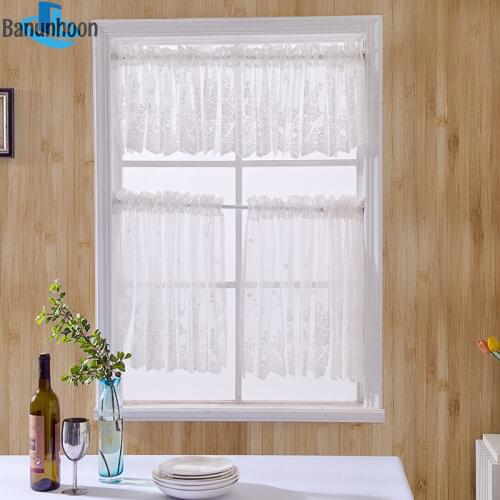 2019 New Arrival Cortinas Dormitorio Curtains for Window Lace Pelmet Tulle Hem Coffee Short For Kitchen Cabinet Home Decor