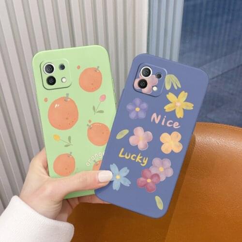 Orange Liquid Silicone Case For Xiaomi Mi 11 11i 10T 9T Pro Lite 10 10S 9 8 lite Pro Poco F2 X2 F3 Pro Soft Phone Back Cover