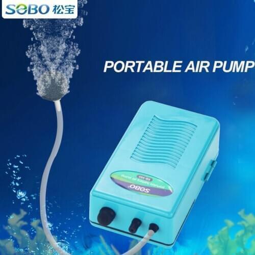 SOBO Portable Large Power Battery Air Pump Aquarium For Outdoor Fishing With Air Stone Air House High Quality 2L/min