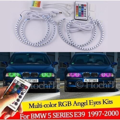 For BMW 5 SERIES E39 525i 528i 530i 540i 1997 1998 1999 2000 16 colors RGB Angel Eyes LED Halo Rings RF Wireless Control DRL