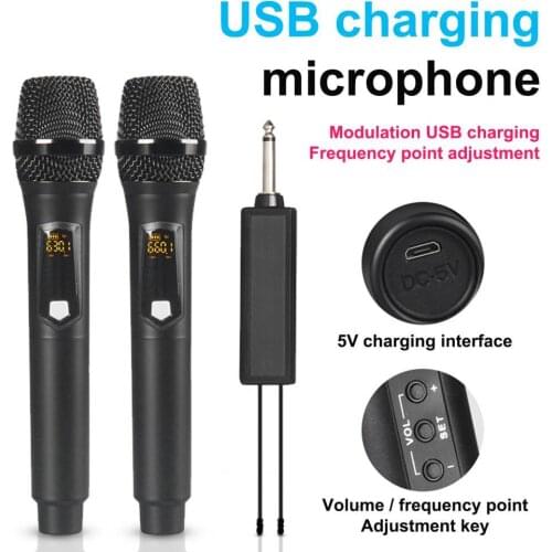 2Pcs Debra MU2 Handheld Microphone Universal UHF Wireless Rechargeable Microphone with Receiver for Mixer