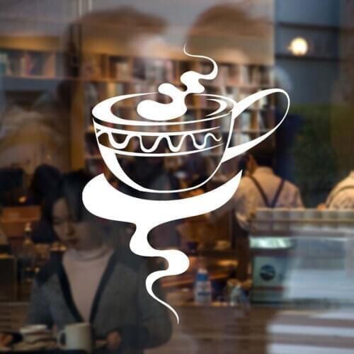 Coffee Shop Sign Mug Logo Cafe Decor Highest Quality Wall Cup Decal Sticker Vinyl Customized