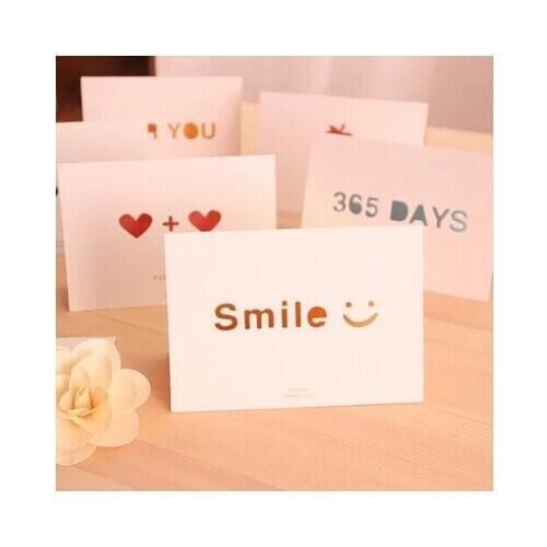 Ynaayu 6pcs/set Love Heart Greeting Cards Cute Smile Blessing Envelope Card Xmas Cards For Party Supply Christmas Decoration