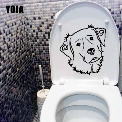 YOJA 21.2X23.4CM Modern Art Bedroom Home Decor Cute Dog Pet Animal Toilet Decal Wall Sticker T5-1647