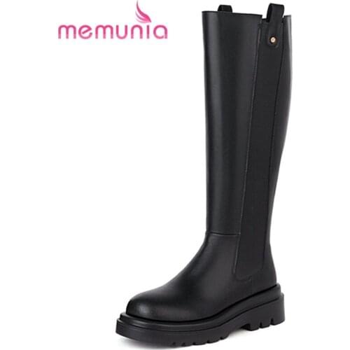 MEMUNIA Knee High Boots Platform Top Quality Female Boots Winter Zipper Elastic Band Ladies Shoes Hand Made Casual Fashion Boots