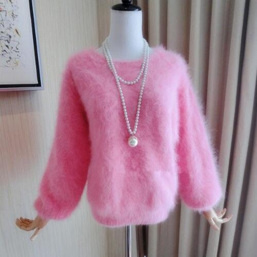Women Sweaters and pullovers Lantern sleeves Pure Mink Cashmere Knitted Pullover ladies sweater free shipping S19218