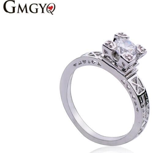 GMGYQ Eiffeltoren Ring Trouwringen Voor Vrouwen Zilver Kleur CZ Strass Sieraden Zirconia Vintage Engagement Ring Sieraden
