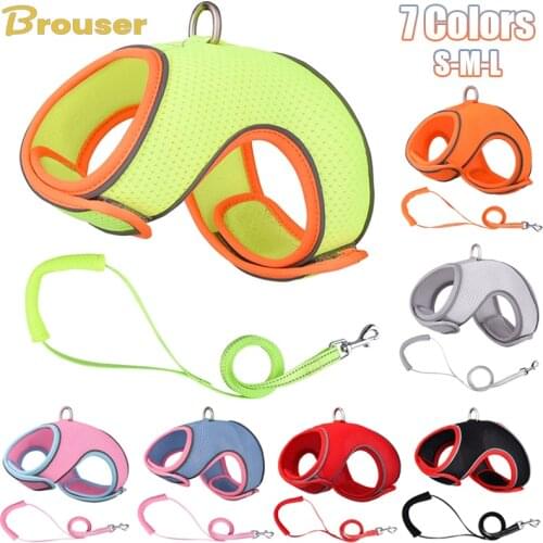 Pet Vest Harness Leash Adjustable Mesh Vest Dog Harness Collar Chest Strap for Small Midum Puppy Bulldog Cat Collars S/M/L