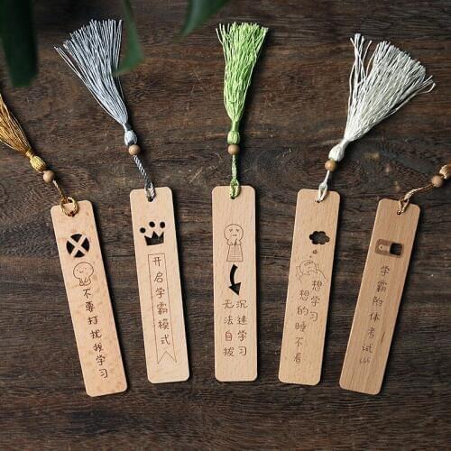 1pcs Wholesale Elm I love learning wooden bookmarks gift box Retro creative gift bookmarks gift box student gift