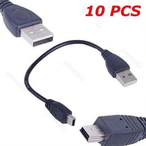 10Pcs/lot Short USB 2.0 A Male to Mini 5 Pin B Data Charging Cable Cord Adapter