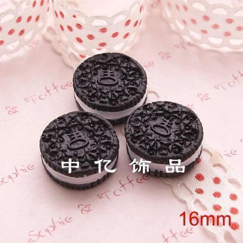 10pcs/lot new arrival kawaii black Oreo Cookies flat back Cabochon Scrapbook Embellishment DIY Phone Decoration 16mm