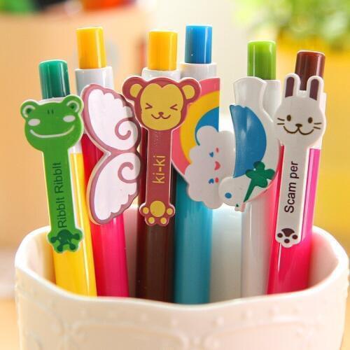 120 Pcs Korean Stationery Press Animal Rainbow Wings Ballpoint Pen Cartoon Cute Personality Ballpoint Pen Multicolor Wholesale