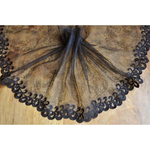 15Yards Black Lace Trims 24cm Wide Ribbon For Clothing Accessories Dress Sewing Applique Costume Laces Fabrics Bra Lingerie