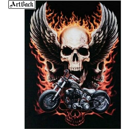 5D DIY Diamond Painting Motorcycle Skull Eagle Wings Square / Round Drill 3d Mosaic Diamond Embroidery Wall Decor
