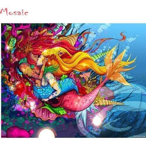 Diy diamond embroidery love kiss,mermaid diamond painting,mosaic picture rhinestone,diamond Painting full square painting