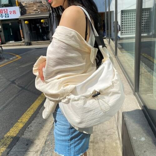 Large Solid Color Women Shoulder Bags Solid Color Quality Canvas High Capacity Women Handbags Ladies Simple Shopping Bag