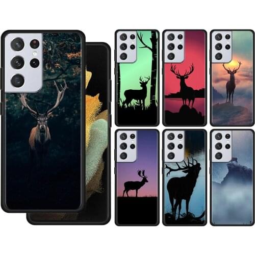 Case For Samsung Galaxy S21 S20 UltrA S21 S20 FE S10 S9 S8 Plus S7 Edge S10Lite S10e Shell Cover Christmas Elk sky Mystical Deer